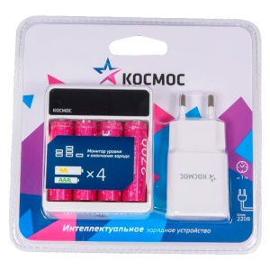 Космос КОС516 c 4 аккумуляторами AA 2700mah