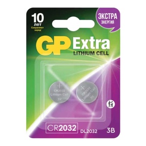 фото GP CR2032 Extra Lithium CR2032X-2CR2 BL2 фото GP CR2032 Extra Lithium CR2032X-2CR2 BL2