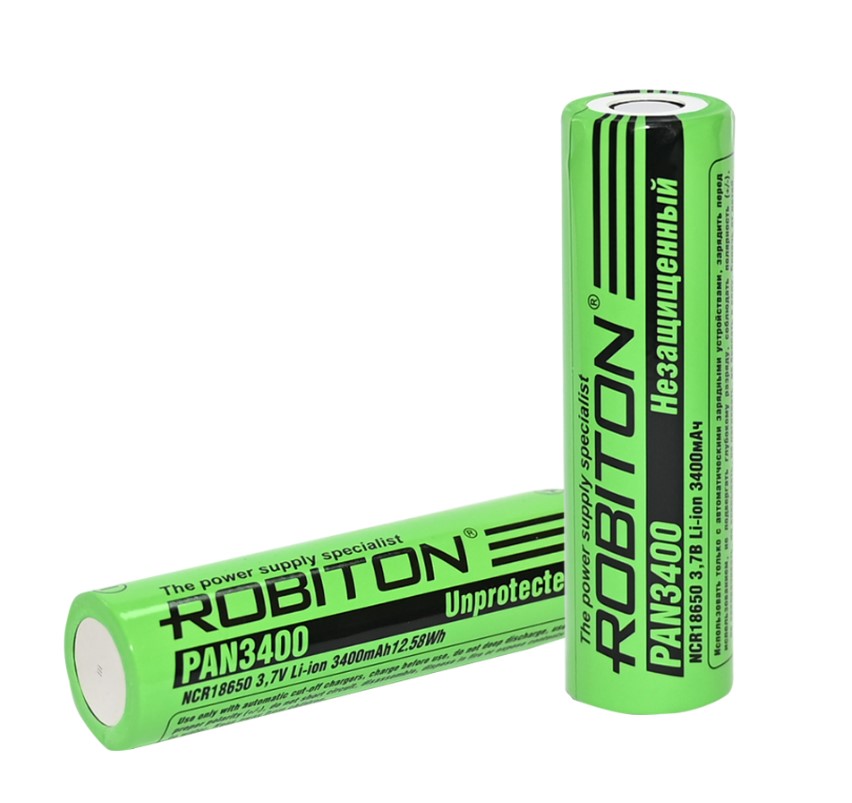 Картинка robiton 18650 pan3400 (ncr18650b) без защиты с плоским контактом pk1 в Киликс