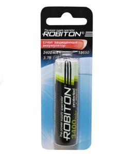 Robiton 18650 3.4/Li18650 (NCR18650B) с защитой BL1 Robiton 18650 3.4/Li18650 (NCR18650B) с защитой BL1