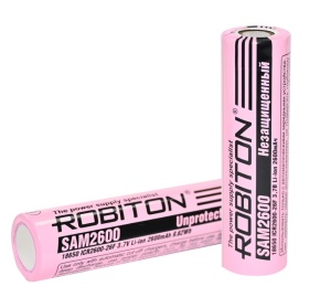 Robiton 18650 SAM2600 (Samsung ICR2600mAh) без защиты с плоским контактом PK1 Robiton 18650 SAM2600 (Samsung ICR2600mAh) без защиты с плоским контактом PK1