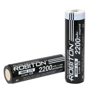 Robiton 18650 2200 с защитой с высоким контактом PK1 Robiton 18650 2200 с защитой с высоким контактом PK1