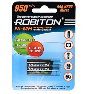 Robiton HR03 950mah RTU950MHAAA-2 NI-MH BL2 Robiton HR03 950mah RTU950MHAAA-2 NI-MH BL2