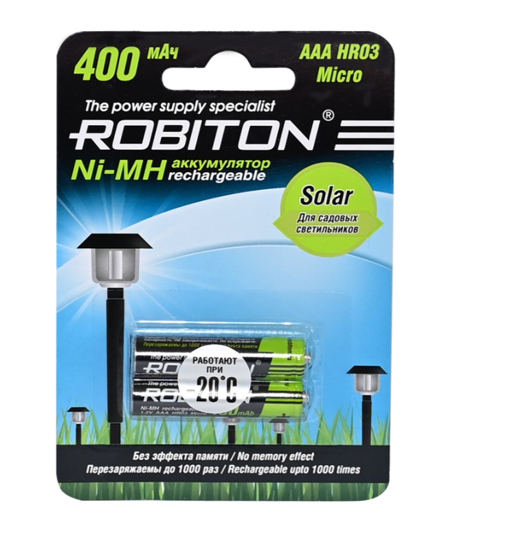Картинка robiton hr03 400mah 400mhaaa-2 solar ni-mh bl2 в Киликс