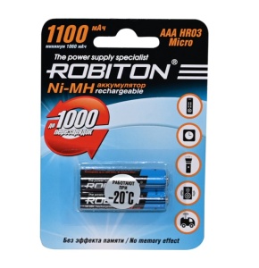 Robiton HR03 1100mah 1100MHAAA-2 NI-MH BL2 Robiton HR03 1100mah 1100MHAAA-2 NI-MH BL2