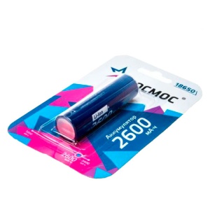 Картинка космос 18650 2600mah koc18650li-ion26ubl1 без защиты bl1 в Киликс